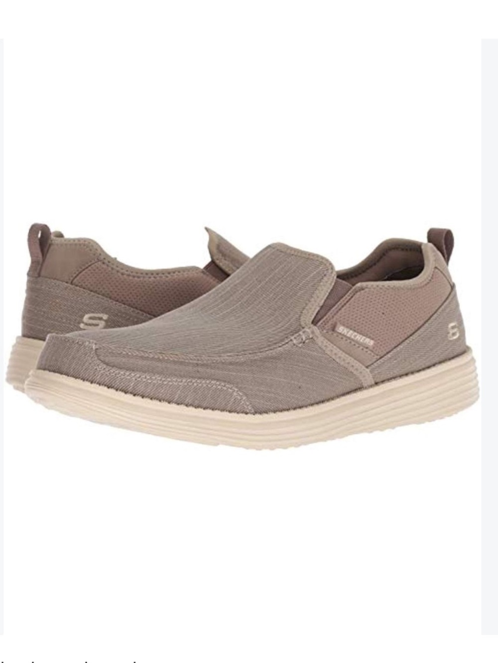 Skechers Status Delton Men’s Slip-On Loafers in Taupe and Cream 9